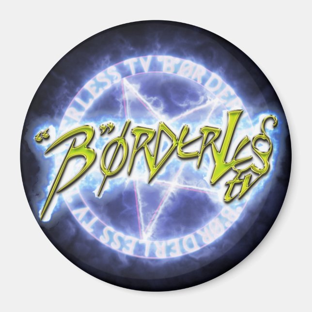 "B"ØRDERLESS TV LOGO Round Magnet (Front)