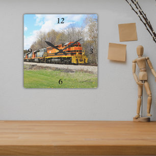 B&P Diesel Springtime Locomotive Square Wall Clock