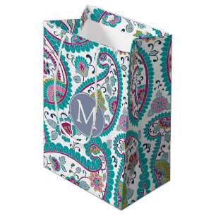 B Persian Boteh Paisley Pattern Monogram M Gift B Medium Gift Bag