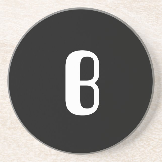 "B", red & white check monogram on white Sandstone Coaster (Front)