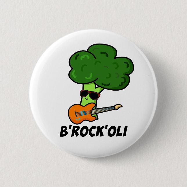 B-Rock-Oli Funny Rocker Broccoli Pun  Button (Front)