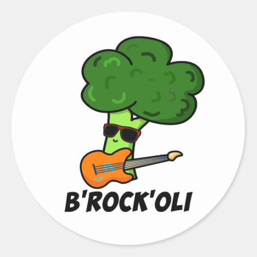 B_Rock_Oli Funny Rocker Broccoli Pun  Classic Round Sticker