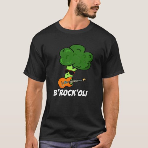 B_Rock_Oli Funny Rocker Broccoli Pun Dark BG T_Shirt