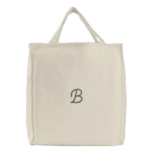 "B" Rope Alphabet 2.5" Embroidered Tote Bag