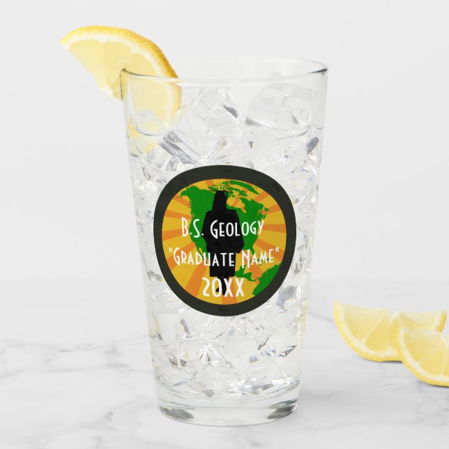 B.S. Geology Graduation Logo (Female Graduate) Glass (Front Ice)