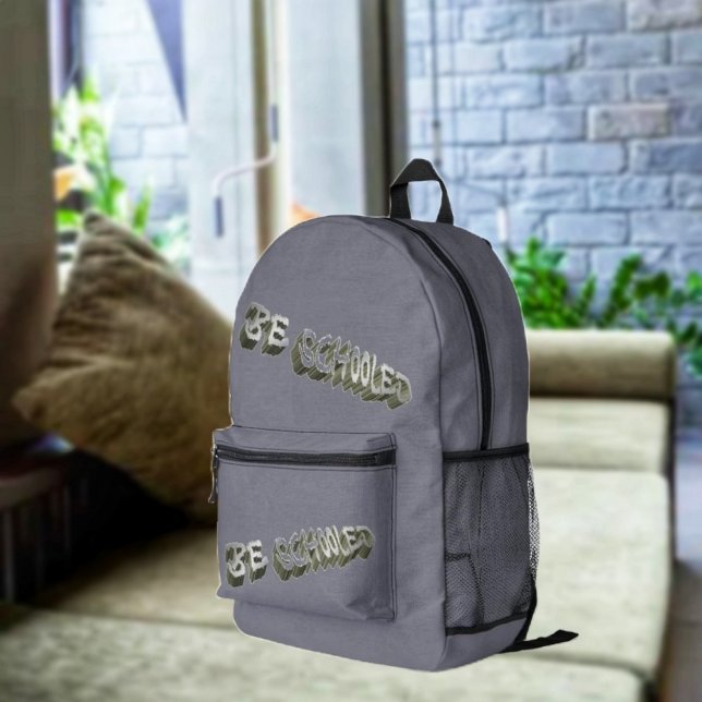 B Schooled Gray-Wht  Printed Backpack (You know where your priorities are, when you carry this backpack!)