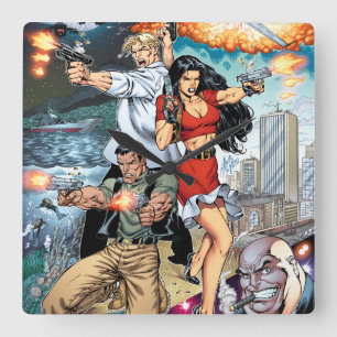 B@stard Stew Action Adventure Art by Al Rio Square Wall Clock