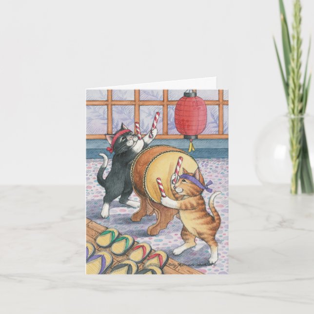 B & T #50 Taiko Drummers Birthday Note Card (Front)
