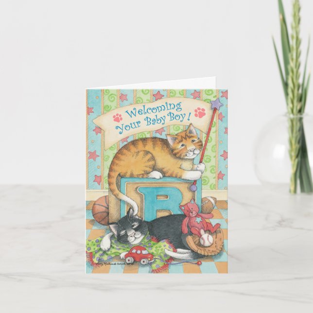 B & T #54A Baby Boy Welcome Note Card (Front)