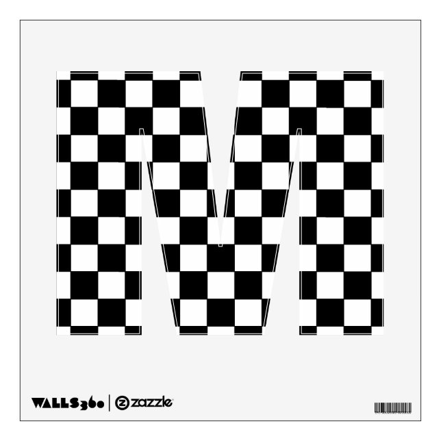 B/W Alphabet Letters Checkerboard Wall Decal (Front)