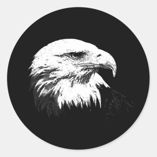 BW American Bald Eagle Classic Round Sticker