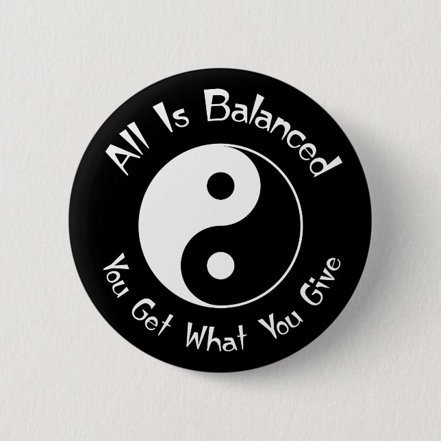 B & W Balance Yin Yang Button (Front)
