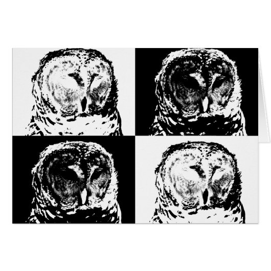 B/W Barred Owl Pop Art Cards (Front Horizontal)