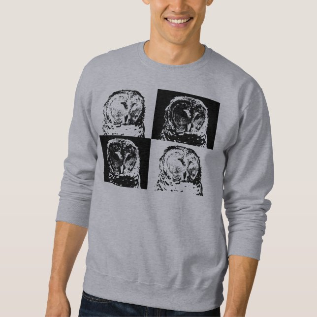 B/W Barred Owl Pop Art Sweatshirt (Front)