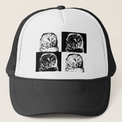 B/W Barred Owl Pop Art Trucker Hat