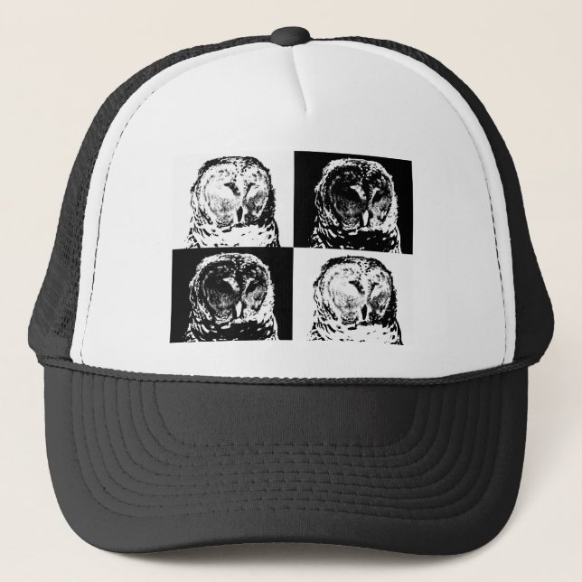 B/W Barred Owl Pop Art Trucker Hat (Front)