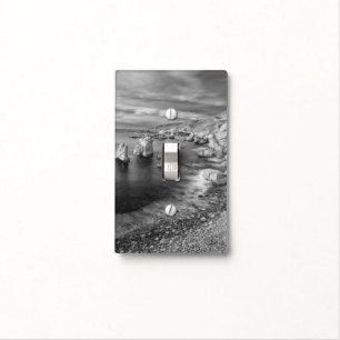 B&W beach coastline, California Light Switch Cover