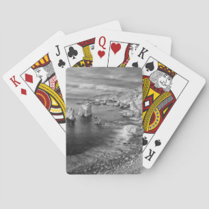 B&W beach coastline, California Poker Cards