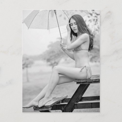 BW Beautiful Bikini Girl  photo postcard