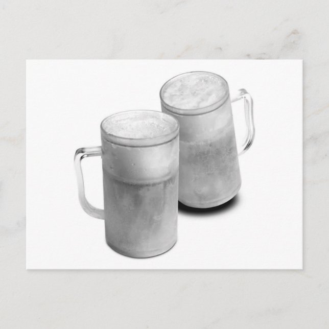 B/W Beer Mugs Postcard (Front)