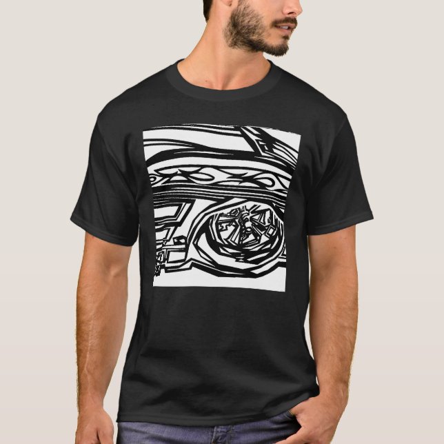 B&W black tshirt with B&W corvette (Front)