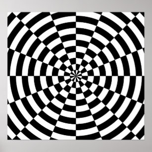 B&W Broken Optical Illusion Poster