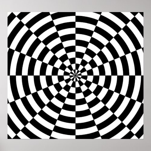 BW Broken Optical Illusion Poster