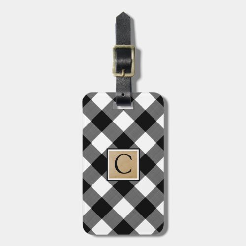 BW Buffalo Check Monogram and Contact Info Luggage Tag