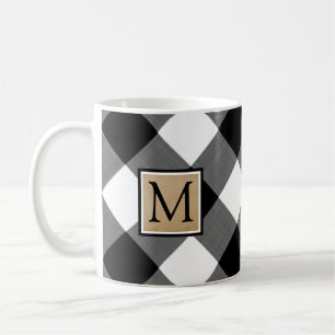 B&W Buffalo Check Monogram Coffee Mug