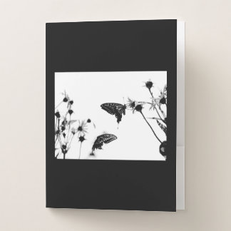 B/W Butterfly on a Flower Folder