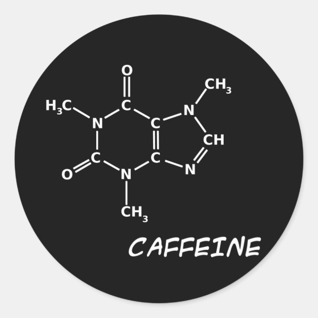 B&W Caffeine Molecule Sticker (Front)