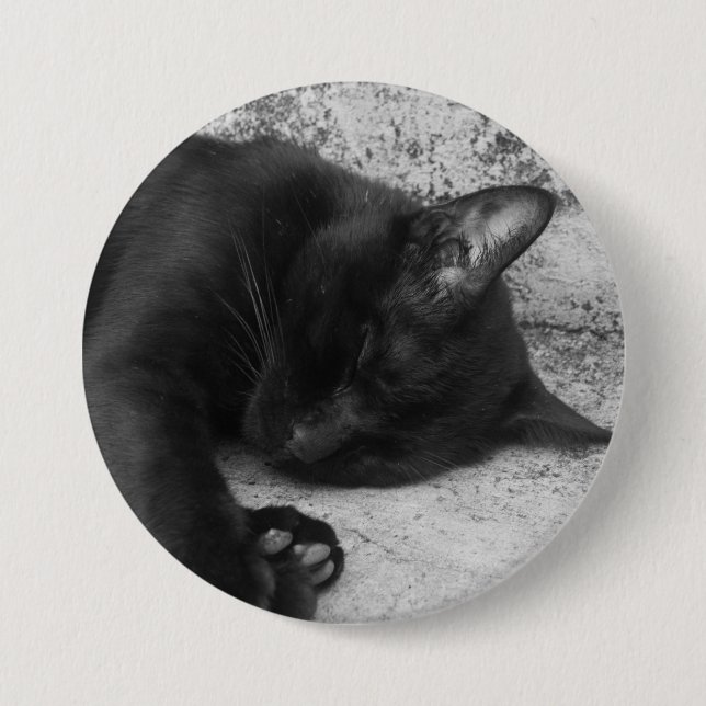 B&W - Cat Sleeping Button (Front)
