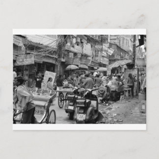 B&W Chaos in Delhi Postcard