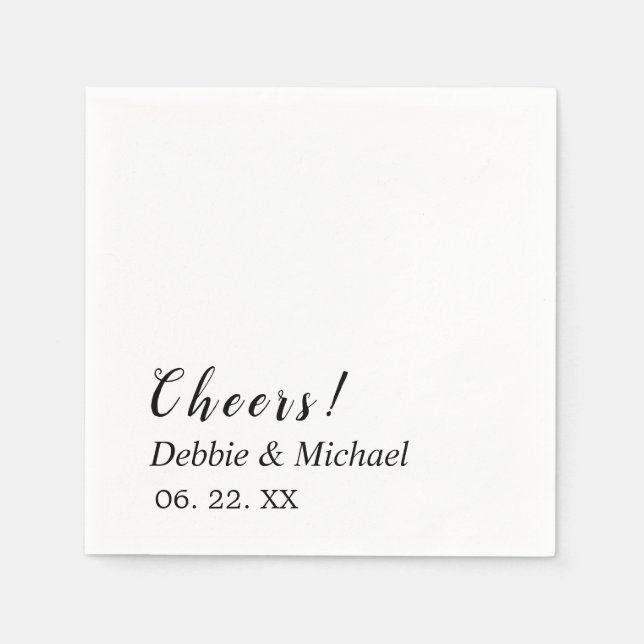 B&W CHEERS WEDDING NAPKINS (Front)