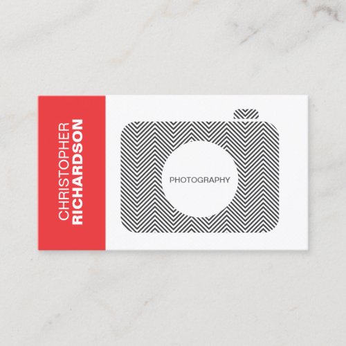 B&amp;W CHEVRON STRIPES CAMERA LOGO Business Card