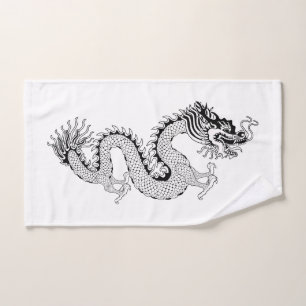B&W Chinese Style  Dragon Hand Towel