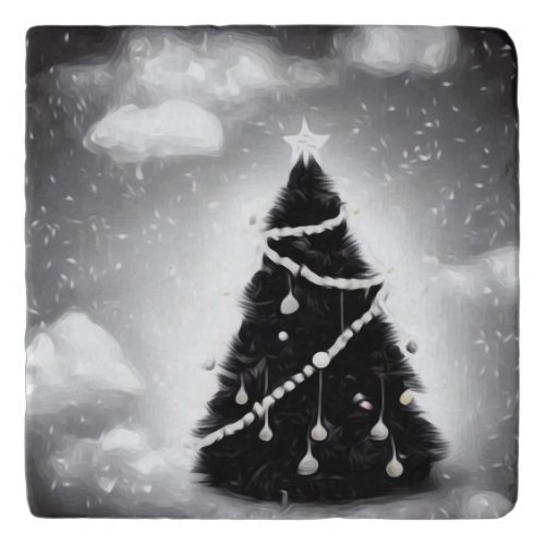 BW Christmas Tree Trivet