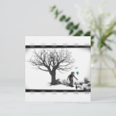 B&W Clown - Turquoise Balloon - Old Tree - Ravens (Standing Front)