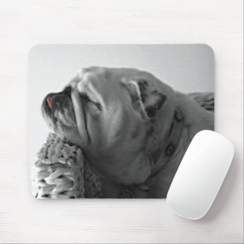 BW Colorized Bulldog Resting Head Mouse Pad