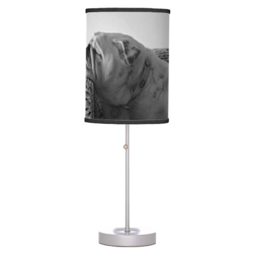 BW Colorized Bulldog Resting Head Table Lamp