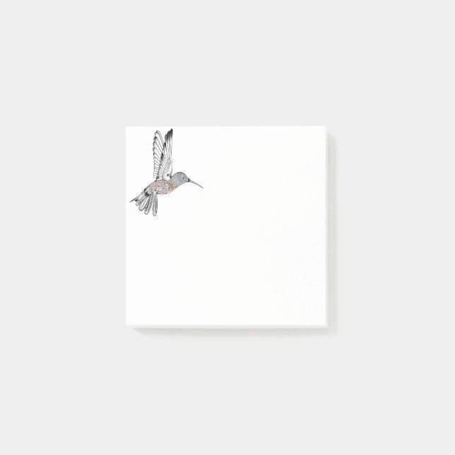 B + W Colorized Hummingbird Post-it Notes (Front)