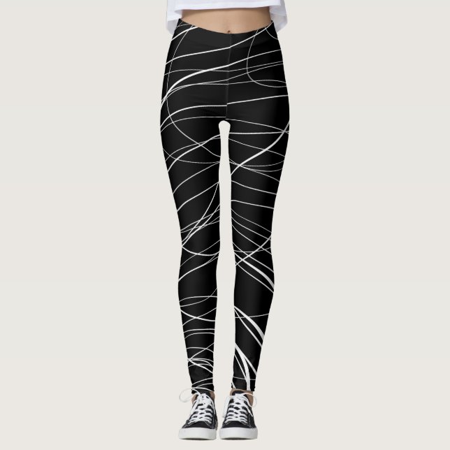 B&W Complex Swirl - Leggings (Front)