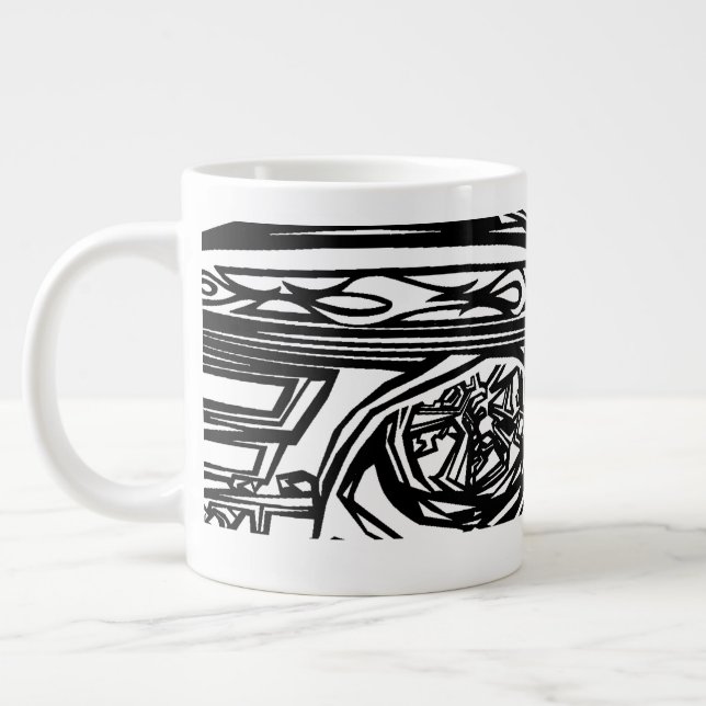 B&W corvette & del falcon Giant Coffee Mug (Left)