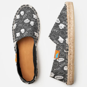 B&W Cute Doodle Halloween Pattern Espadrilles