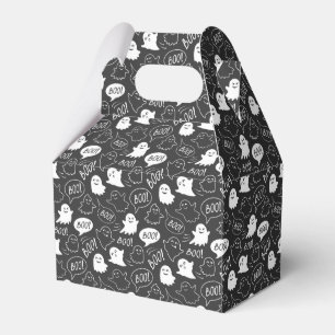 B&W Cute Doodle Halloween Pattern Favor Boxes