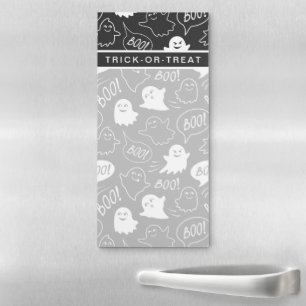 B&W Cute Doodle Halloween Pattern Magnetic Notepad