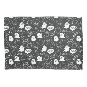B&W Cute Doodle Halloween Pattern Pillow Case