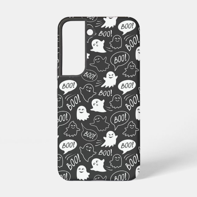 B&W Cute Doodle Halloween Pattern Samsung Galaxy Case (Back)
