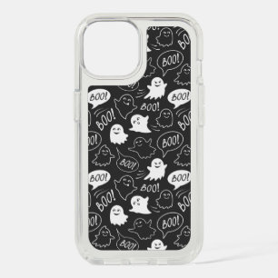 B&W Cute Doodle Halloween Pattern iPhone 15 Case