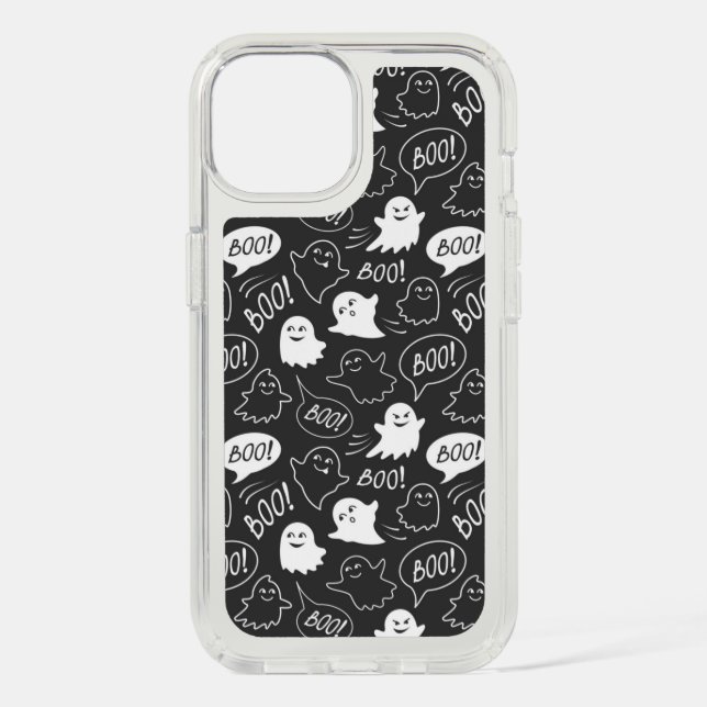 B&W Cute Doodle Halloween Pattern Speck iPhone Case (Front)